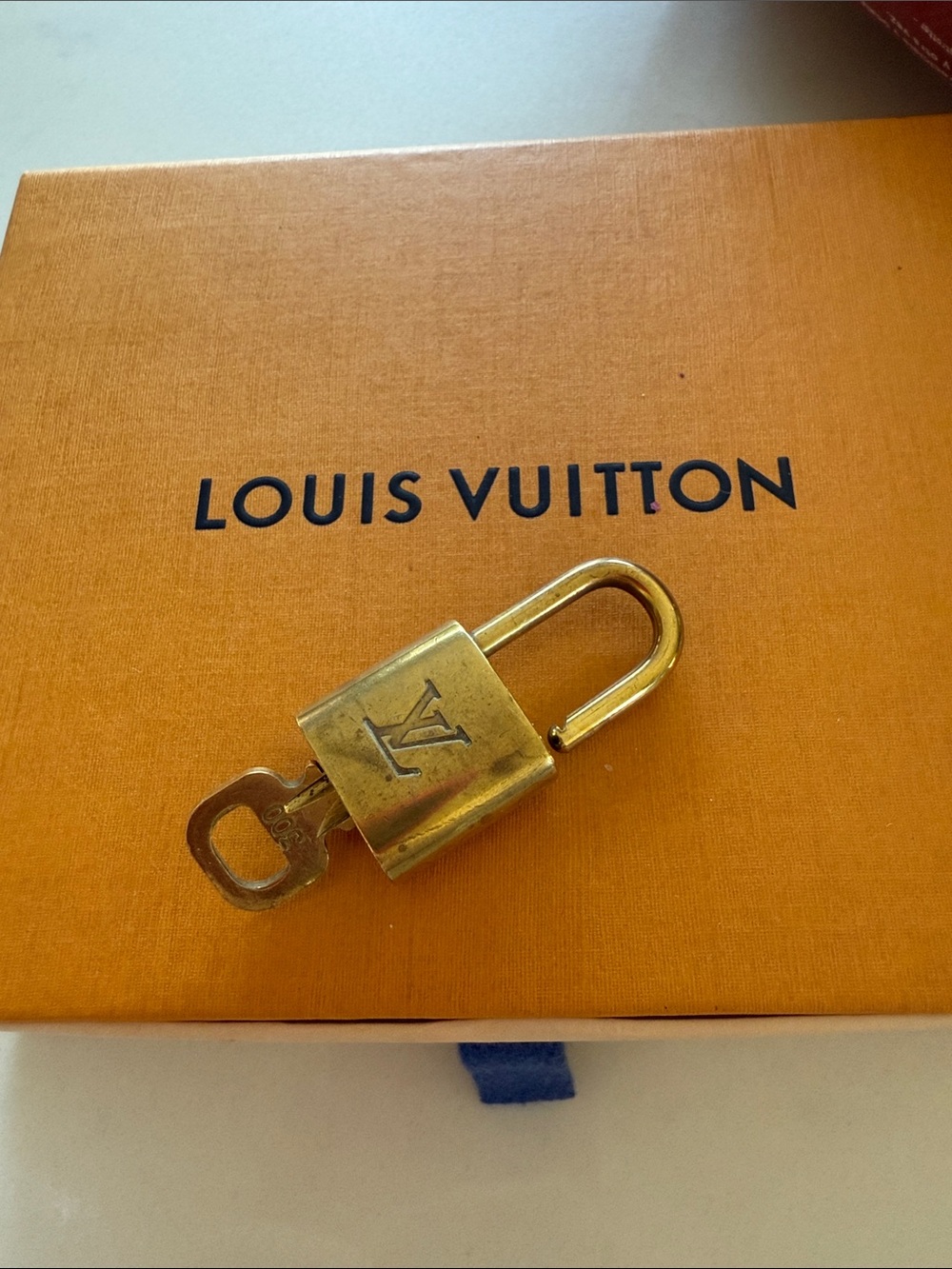 Louis Vuitton Gold Brass Padlock and Key 300